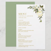 ivoor - waterverf florale groen trouwmenu (Voorkant / Achterkant)
