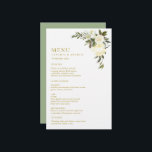 ivoor - waterverf florale groen trouwmenu<br><div class="desc">Een prachtig zomerbloemetjesontwerp met mooie waterverf bloemen. De kleur en de tekst kunnen worden gepersonaliseerd.</div>