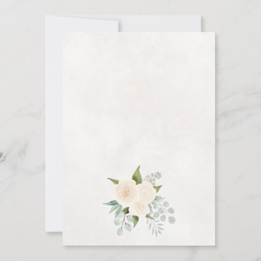 Ivoor Waterverf Rozen & Eucalyptus Boho Huwelijk Kaart (Achterkant)