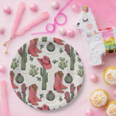 Ivoor Western Xmas Cowgirl Boots Howdy Christmas Papieren Bordje (Feest)