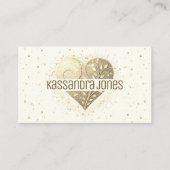 Ivoor White Cream Glitter Love Heart Shape Chic Visitekaartje (Voorkant)