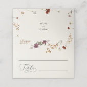 Ivoor Wildbloemen & Romantisch Script Herfst Bruil Plaatskaartje (Buitenkant ongevouwen)