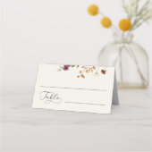Ivoor Wildbloemen & Romantisch Script Herfst Bruil Plaatskaartje (Voorkant)