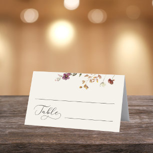 Ivoor Wildbloemen & Romantisch Script Herfst Bruil Plaatskaartje