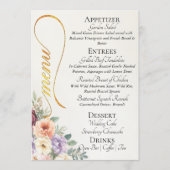 Ivoor - Wilde bloemen, monogram & bedankt Menu (Voorkant)