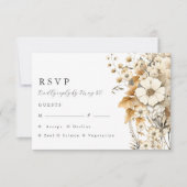 Ivoor Wildflower bruiloft RSVP Kaartje (Voorkant)