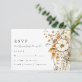 Ivoor Wildflower bruiloft RSVP Kaartje (Staand voorkant)
