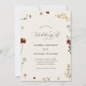 Ivoor Wildflowers Lijst en foto delicate bruiloft Kaart (Voorkant)