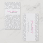 Ivoor Wit Bloemen Damasks Embossed Effect 2 Visitekaartje (Voorkant / Achterkant)