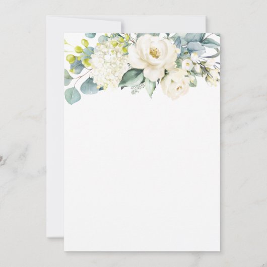 Ivoor Wit Bloemen Eucalyptus Groen Bruiloft Kaart (Achterkant)
