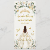 Ivoor Wit Bloemen Quinceañera Bruin Prinses Menu (Achterkant)