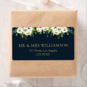 Ivoor wit bloemenadreslabel etiket (Insitu)