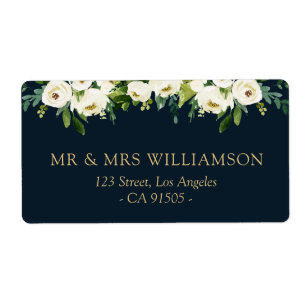 Ivoor wit bloemenadreslabel etiket