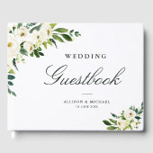 Ivoor wit bloemenbruiloft gastenboek (Voorkant)