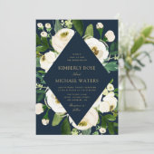 Ivoor wit bloemenbruiloft lijst marine kaart (Staand voorkant)
