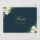 Ivoor wit bloemenbruiloft RSVP Briefkaart (Voorkant)