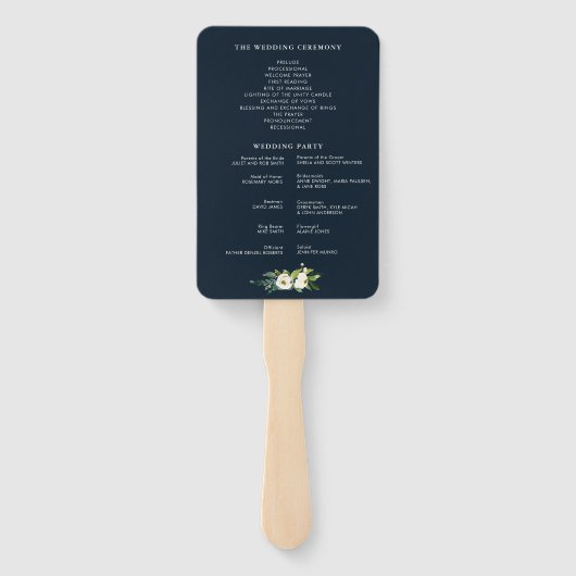 Ivoor wit bloemengeometrisch trouwprogramma handwaaier (Achterkant)