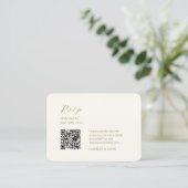Ivoor & Wit | Chic eenvoudige script QR-code bruil Informatiekaartje (Staand voorkant)