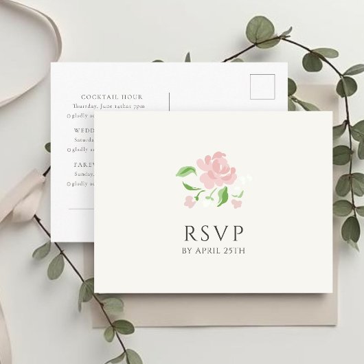 Ivoor & Wit | Chic Huwelijk RSVP Reactie Briefkaart