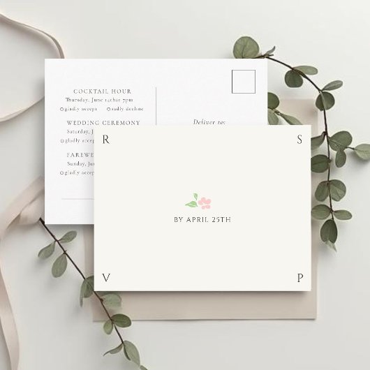 Ivoor & Wit | Chic Huwelijk RSVP Reactie Briefkaart