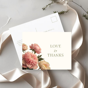 Ivoor & Wit   Chic Roze Dankjewel Huwelijk Briefkaart