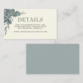 Ivoor Wit | Eucalyptus Botanische bruiloft Details Informatiekaartje (Voorkant / Achterkant)