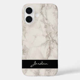 Ivoor Wit Gepolijst Marmeren Steen met Naam iPhone 16 Hoesje