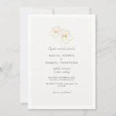 Ivoor & Wit Goud Bloemen Script Trouwen Save The Date (Voorkant)