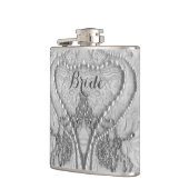 Ivoor Wit Meisje Kant En Purls Bruid Flask Heupfles (Links)