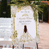 Ivoor Wit Prinses Floral Quinceanera Verjaardag Poster