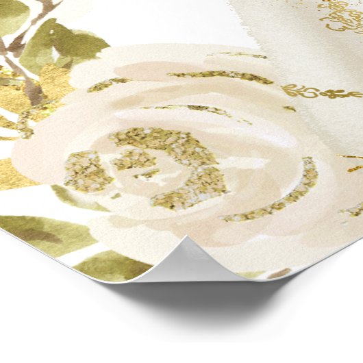 Ivoor Wit Prinses Floral Quinceanera Verjaardag Poster (Hoek)