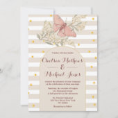  ivoor wit roze vlinder bruiloft kaart (Voorkant)