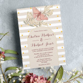 ivoor wit roze vlinder bruiloft kaart