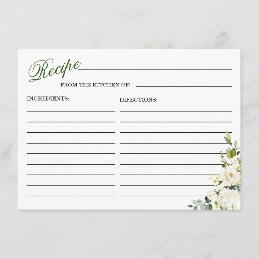 Ivoor Wit Rozen Bloemen Vrijgezellenfeest Recept K Informatiekaartje (Voorkant)