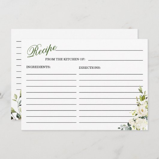 Ivoor Wit Rozen Bloemen Vrijgezellenfeest Recept K Informatiekaartje (Voorkant / Achterkant)