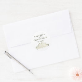 Ivoor Wit Rozen & Bloesems Eenvoudige Bruiloft Ronde Sticker