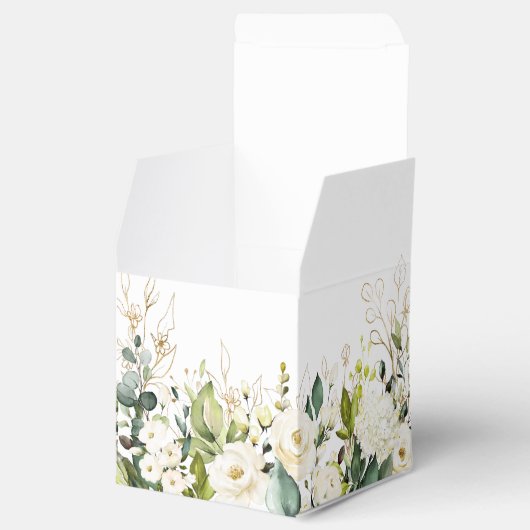 Ivoor wit rozen groen bloemen cadeau bruiloft bedankdoosjes (Geopend)