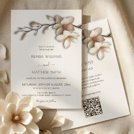 Ivoor Witte 3D Magnolia Bloem Minimalistische Trou Kaart
