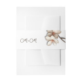 Ivoor Witte 3D Magnolia Bruiloft Uitnodigingen Wikkel