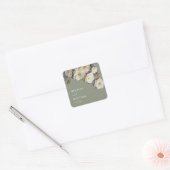 Ivoor Witte 3D Rozen Bruiloft Vierkante Sticker (Envelop)