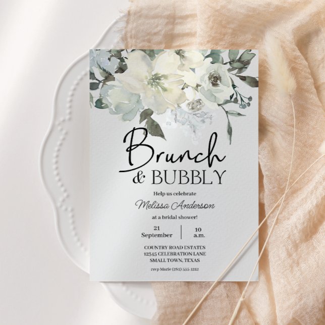 Ivoor Witte Aquarel Bloem Bruids Bruiloft Brunch (Creator heeft geüpload)
