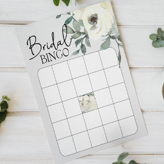 Ivoor Witte Aquarel Bloem Bruiloft Bingo