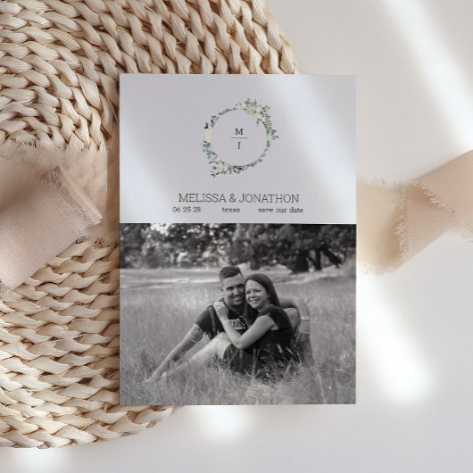 Ivoor Witte Aquarel Bloemige Save The Date