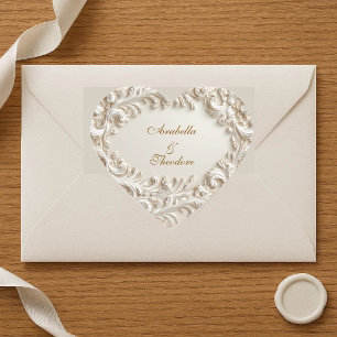Ivoor Witte Barokke Weelderigheid Luxe Vintage Tro Hart Sticker