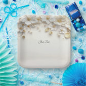 Ivoor Witte Bloem Gouden Bladeren Papieren Bord (Feest)