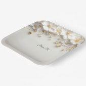 Ivoor Witte Bloem Gouden Bladeren Papieren Bord (Gebogen)