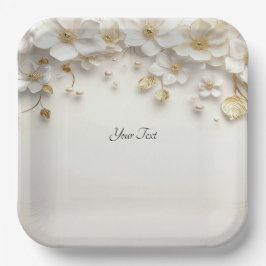 Ivoor Witte Bloem Gouden Bladeren Papieren Bord
