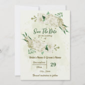 Ivoor witte bloemen botanische bruiloft save the date (Voorkant)
