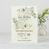 Ivoor witte bloemen botanische bruiloft save the date (Staand voorkant)
