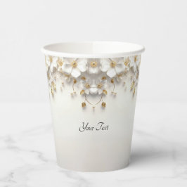 Ivoor witte bloemen goud laat papieren bekers